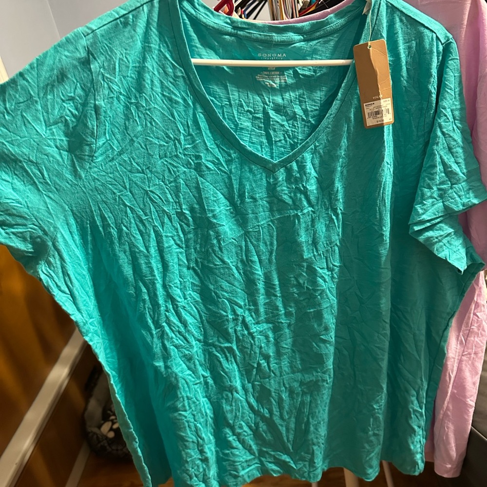 Sonoma Women's Teal V-Neck Top